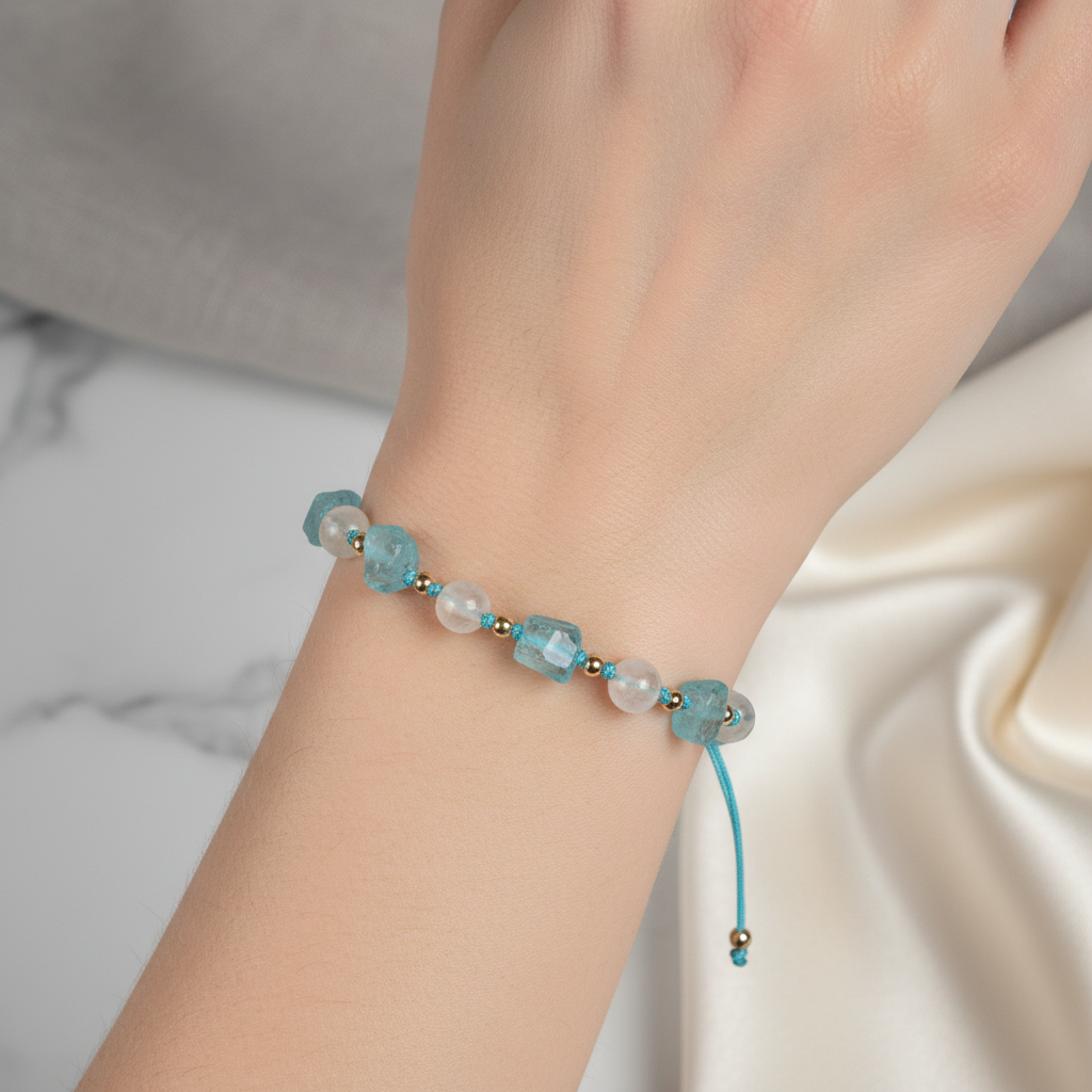 Apatit, Sitrin Naturel Doğal Taş Makrome Bileklik