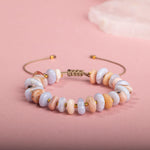 Pembe Opal-Mavi Akik Altın Kaplama Doğal Taş Bileklik