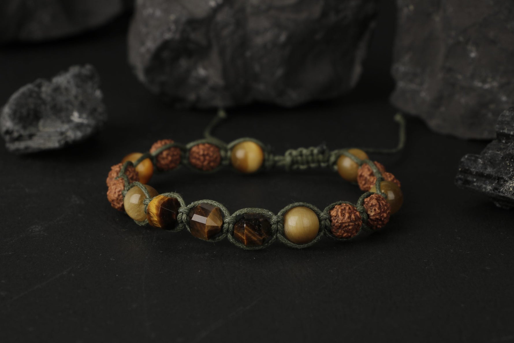 Asker Kaplan Gözü-Rudrashka Doğal Taş Bileklik