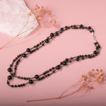 Siyah Turmalin-Obsidyen Doğal Taş Gümüş Kolye