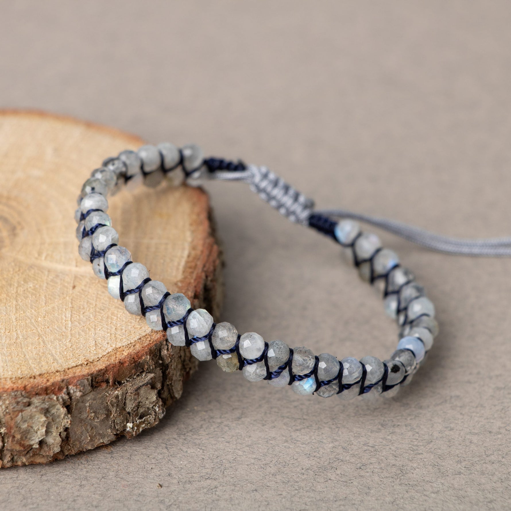 Labradorit 3-4mm Çift Sıra Doğal Taş Bileklik