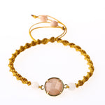 Güneş Taşı-Pembe Kuvars Doğal Taş Makrome Örgü Bileklik