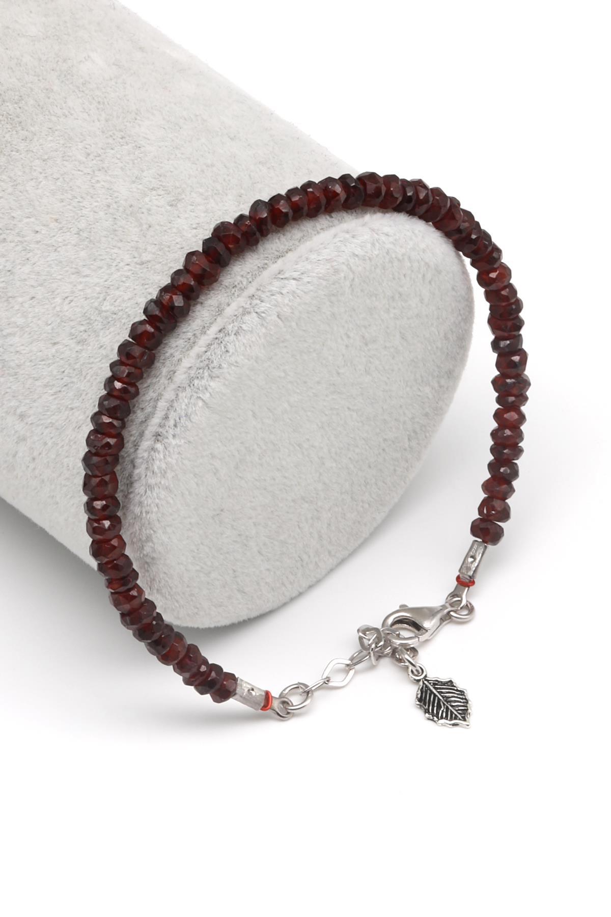 Sertifikalı Garnet (Lal) Doğal Taş 925 Ayar Gümüş Bileklik | Pirtash | Özel Üretim