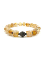 Hakiki Doğal Sertifikalı Özel Kesim Sitrin - Hematit Doğal Taş Bileklik 10mm Zirkon Aparatlı