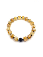 Hakiki Doğal Sertifikalı Özel Kesim Sitrin - Hematit Doğal Taş Bileklik 10mm Zirkon Aparatlı