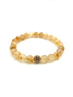 Hakiki Doğal Sertifikalı Sitrin Doğal Taş Bileklik Zirkon Aparatlı 8mm