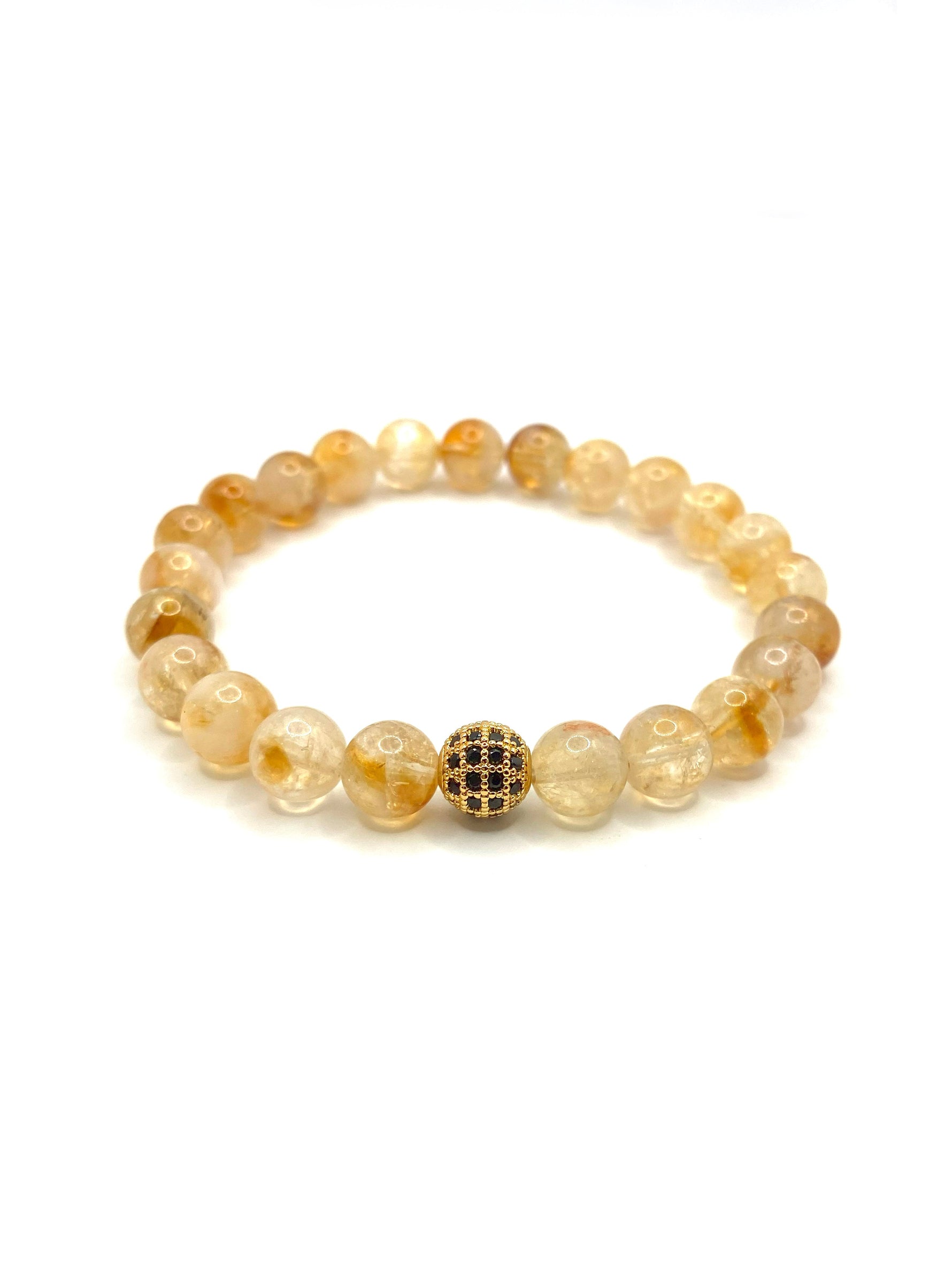 Hakiki Doğal Sertifikalı Sitrin Doğal Taş Bileklik Zirkon Aparatlı 8mm