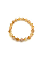 Hakiki Orijinal Sertifikalı Sitrin - Hematit Doğal Taş Bileklik Zirkon Aparatlı 8 mm