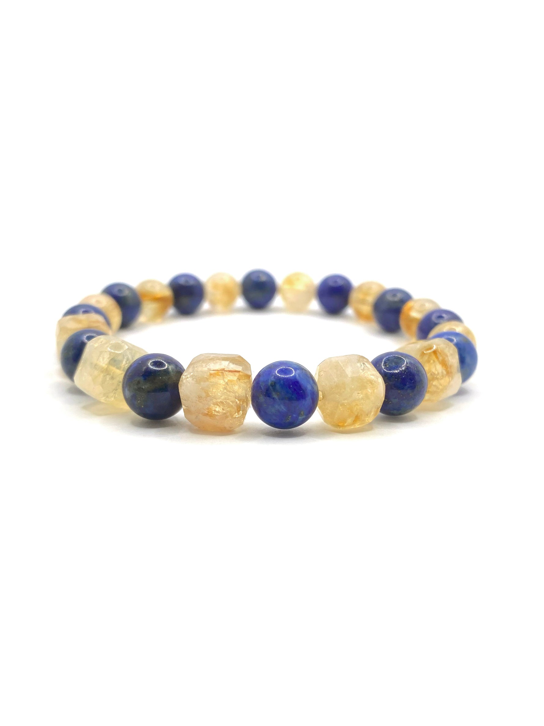 Hakiki Orijinal Sertifikalı Sitrin - Lapis Doğal Taş Bileklik 8mm