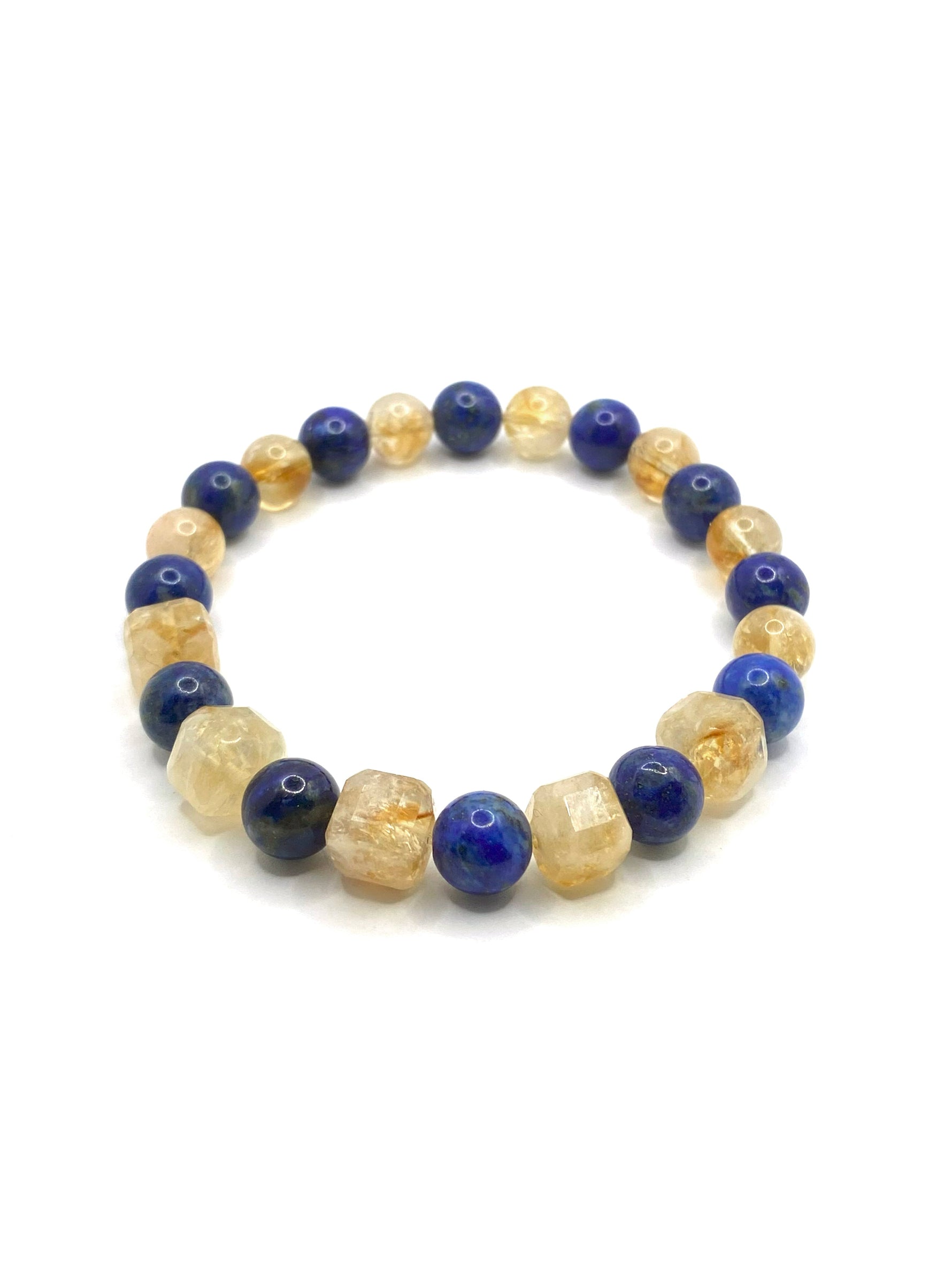 Hakiki Orijinal Sertifikalı Sitrin - Lapis Doğal Taş Bileklik 8mm