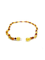 Hakiki Sertifikalı Çocuk Kehribar İpli Kopmaz Kolye 4-6 Yaş Kırmızı Turuncu Sarı Kehribar Doğal Taş