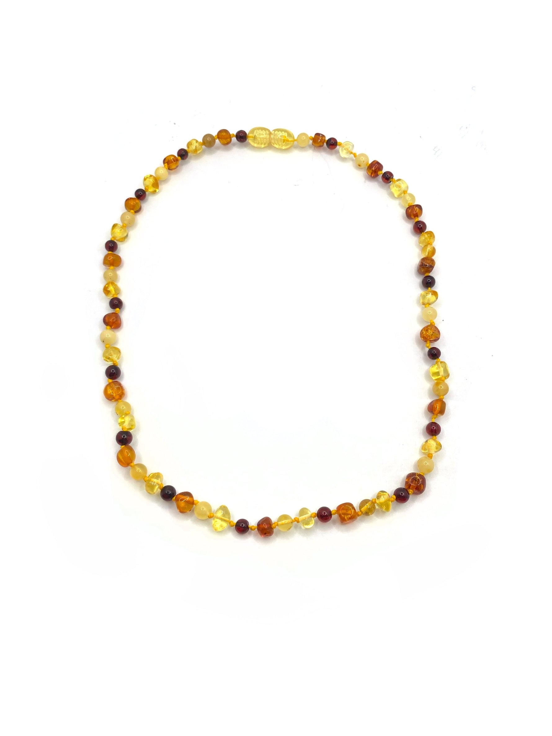 Hakiki Sertifikalı Çocuk Kehribar İpli Kopmaz Kolye 4-6 Yaş Kırmızı Turuncu Sarı Kehribar Doğal Taş