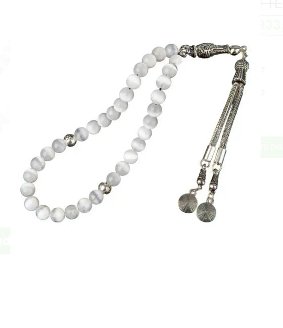 Selenit Doğal Taş Tesbih 33lük - 6mm