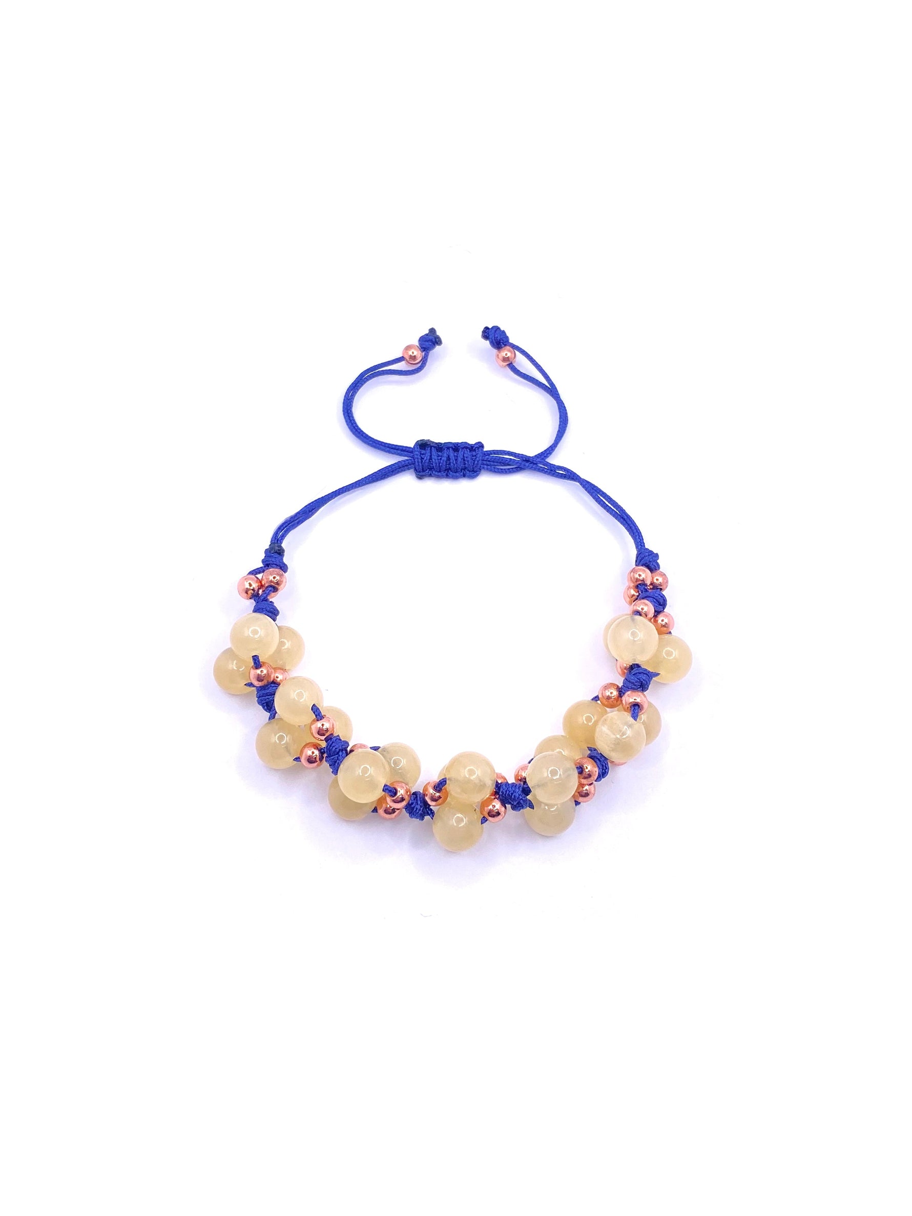 Kalsit Doğal Taş Merdiven Kapama İpli  Ayarlanabilir Bileklik 