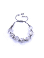 Kristal Kuvars Doğal Taş Merdiven Kapama Naturel Kesim İpli Her Bileğe Ayarlanabilir Bileklik 