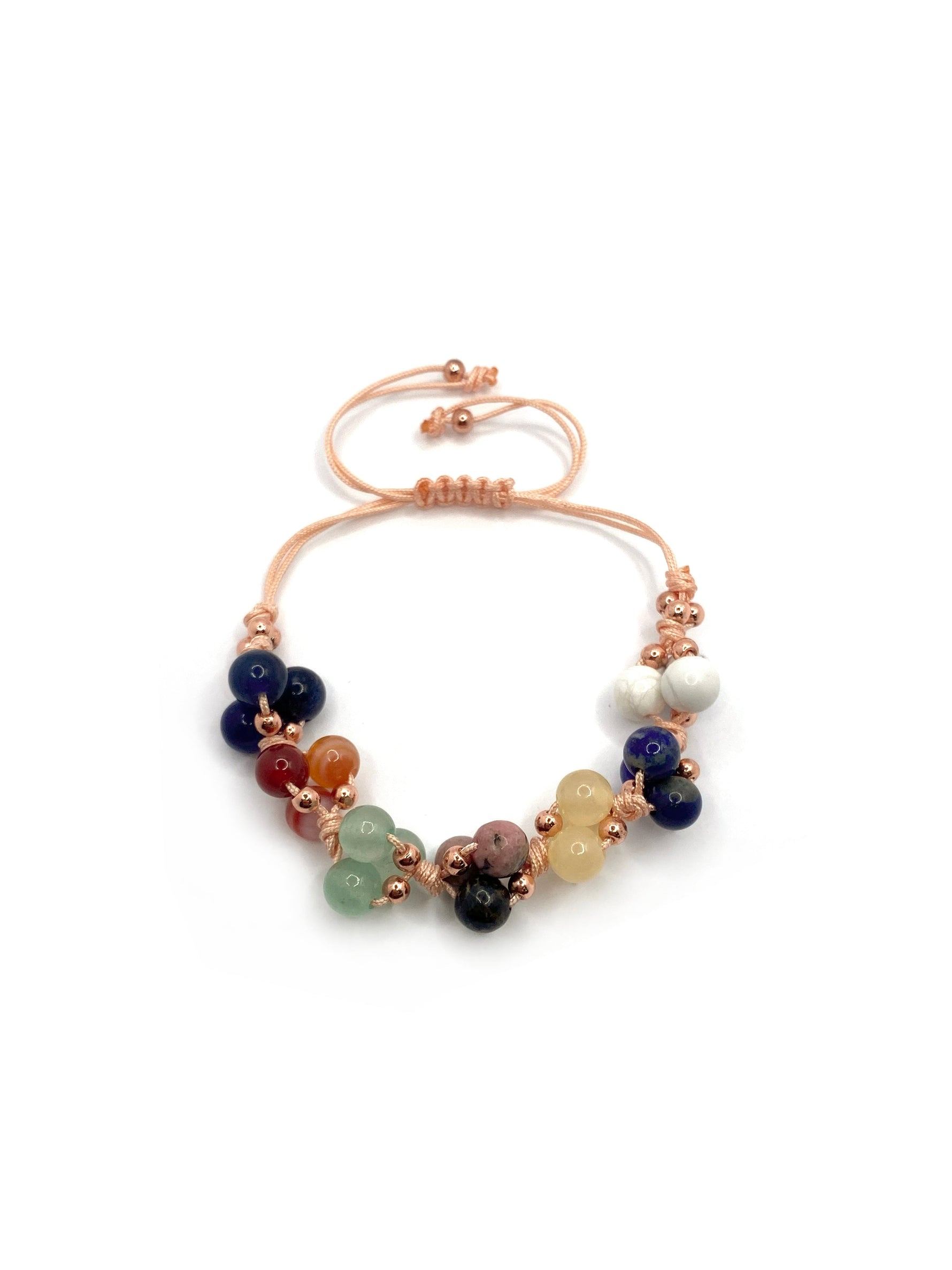 Öğrenci Bilekliği Doğal Taş Merdiven Kapama İpli Model Lapis - Sodalit - Karnelyan Akik - Kalsit - Aventurin - Rodonit -  Havlit