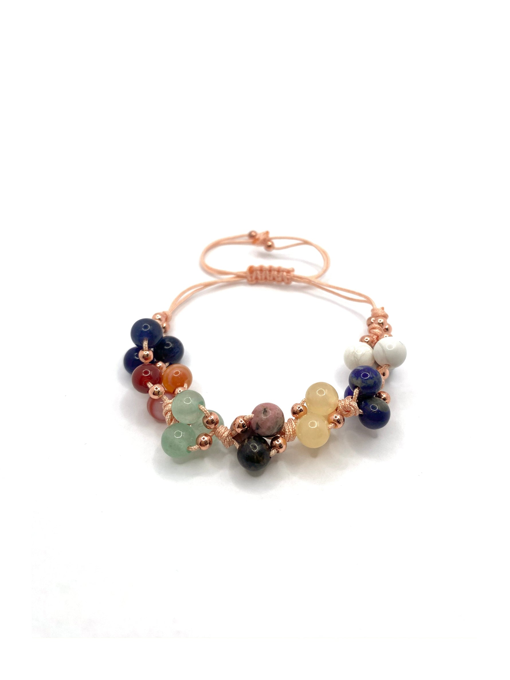 Öğrenci Bilekliği Doğal Taş Merdiven Kapama İpli Model Lapis - Sodalit - Karnelyan Akik - Kalsit - Aventurin - Rodonit -  Havlit