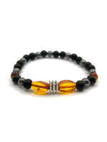 Orijinal Hakiki Kehribar - Shungite (Şungit) - Hematit Doğal Taş Misinalı Bileklik 6mm