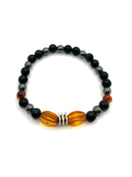 Orijinal Hakiki Kehribar - Shungite (Şungit) - Hematit Doğal Taş Misinalı Bileklik 6mm