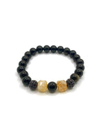 Orijinal Hakiki Sertifikalı Sitrin - Obsidyen Siyah Zirkon Doğal Taş Bileklik 8mm