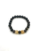 Orijinal Hakiki Sertifikalı Sitrin - Obsidyen Siyah Zirkon Doğal Taş Bileklik 8mm