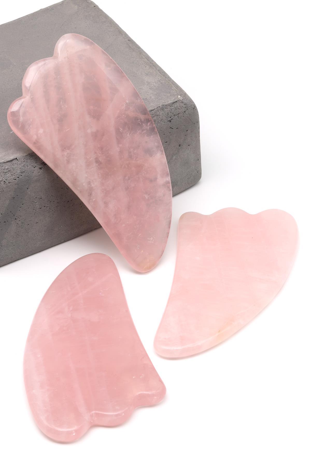 Sertifikalı Pembe Kuvars Doğal Taş Gua Sha Yüz Masaj Taşı | Pirtash | Özel Üretim