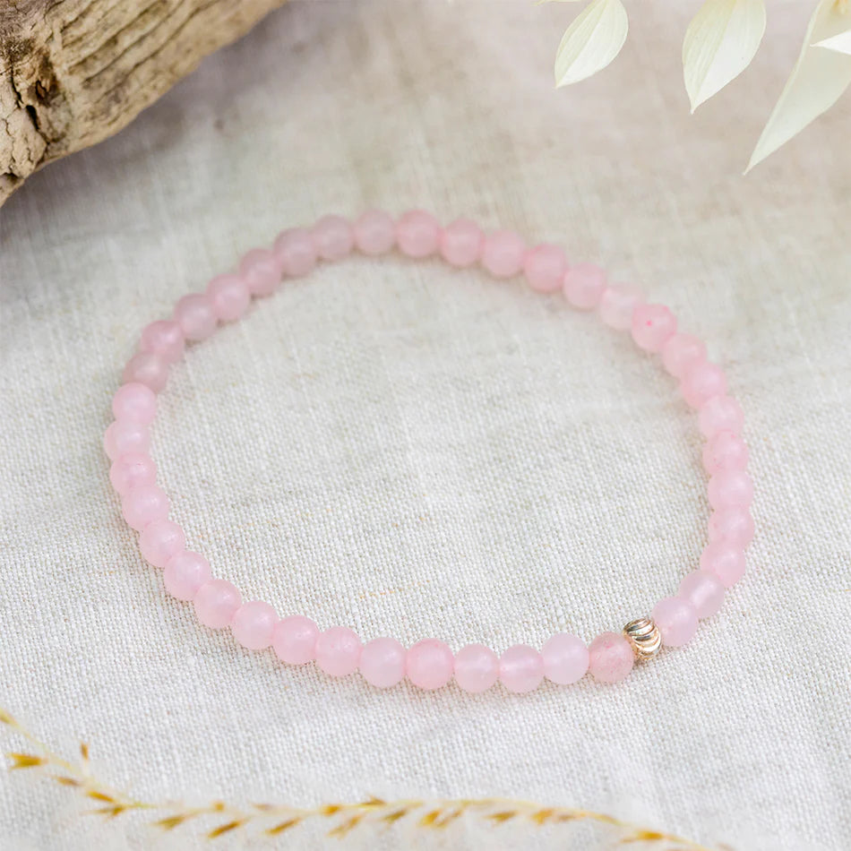 Sertifikalı Pembe Kuvars Doğal Taş Bileklik – 4 mm