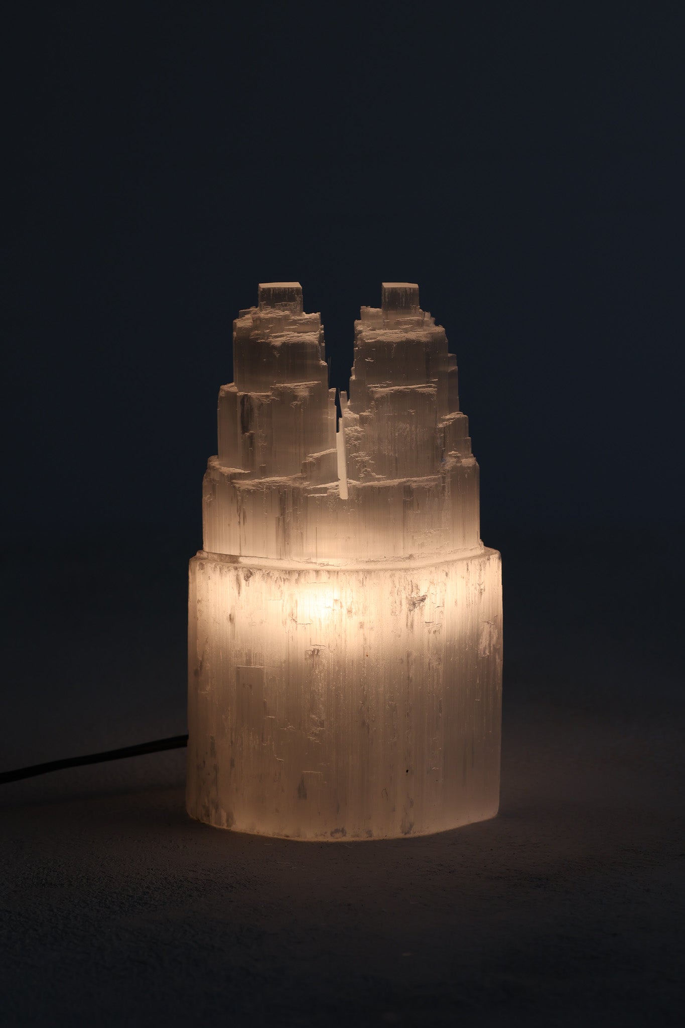 Selenit Doğal Taş İkili Lamba