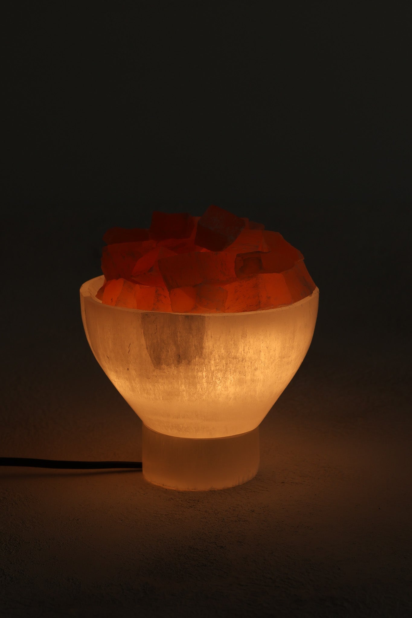 Selenit Doğal Taş Kase Lamba