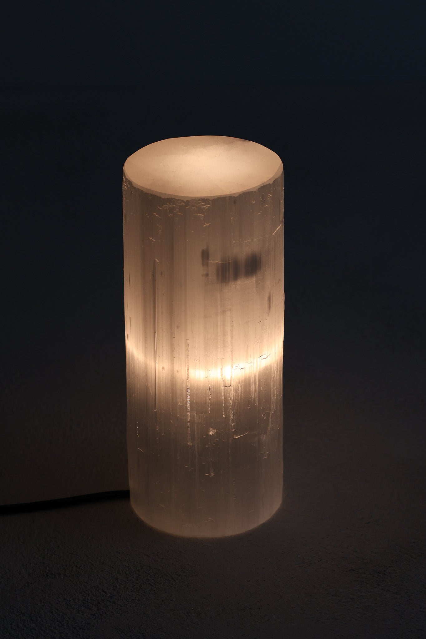 Selenit Doğal Taş Silindir Lamba
