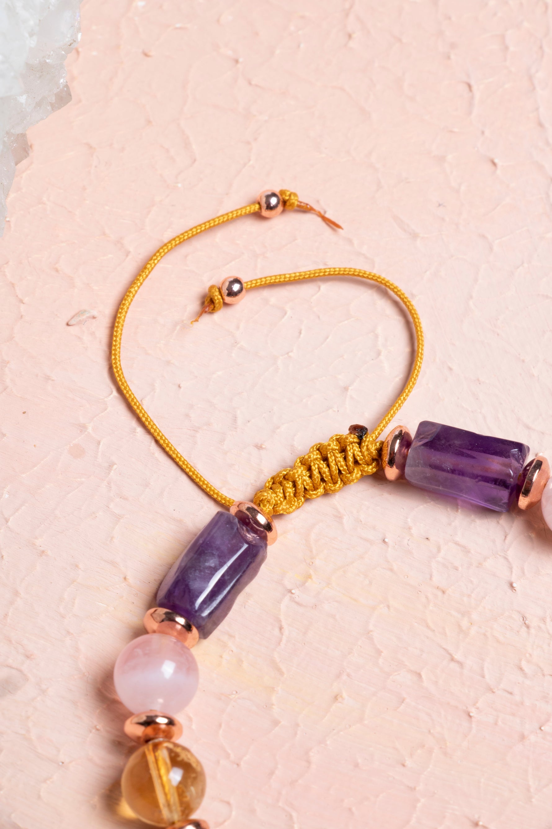 Sertfikalı Ametist,  Sitrin, Pembe Kuvars, Hematit Doğal Taş Bileklik