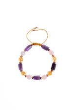 Sertfikalı Ametist,  Sitrin, Pembe Kuvars, Hematit Doğal Taş Bileklik