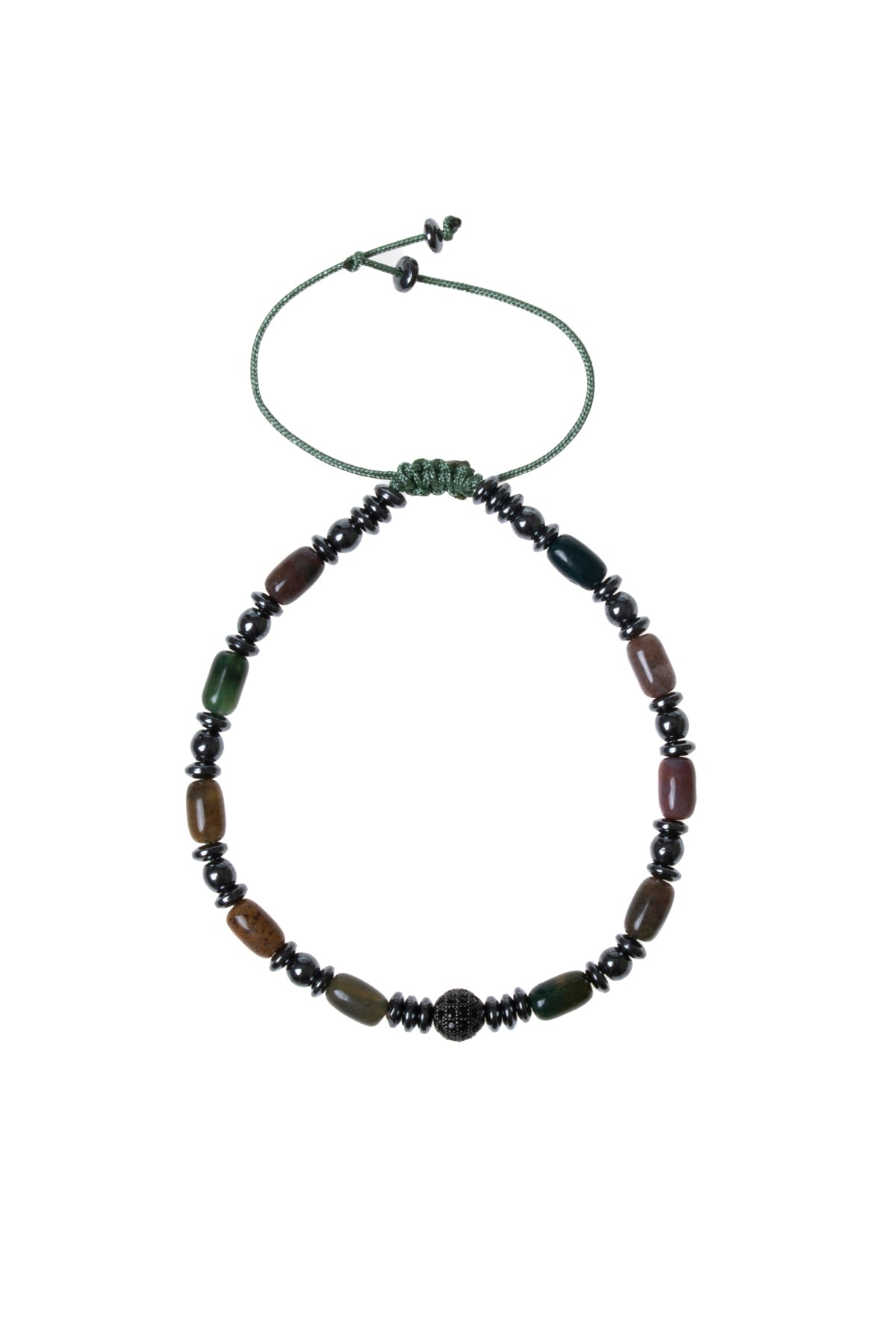 Sertifikalı Akik, Hematit Doğal Taş Makrome Bileklik