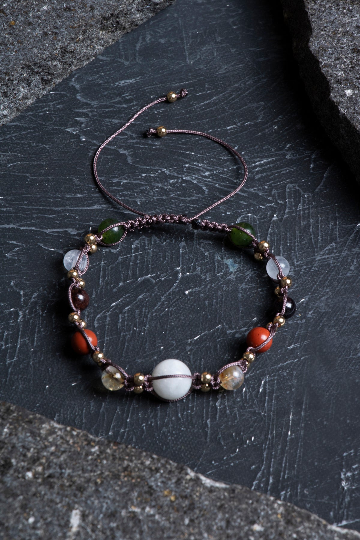 Sertifikalı Doğal Taş Makrome Bileklik-Akrep Burcu