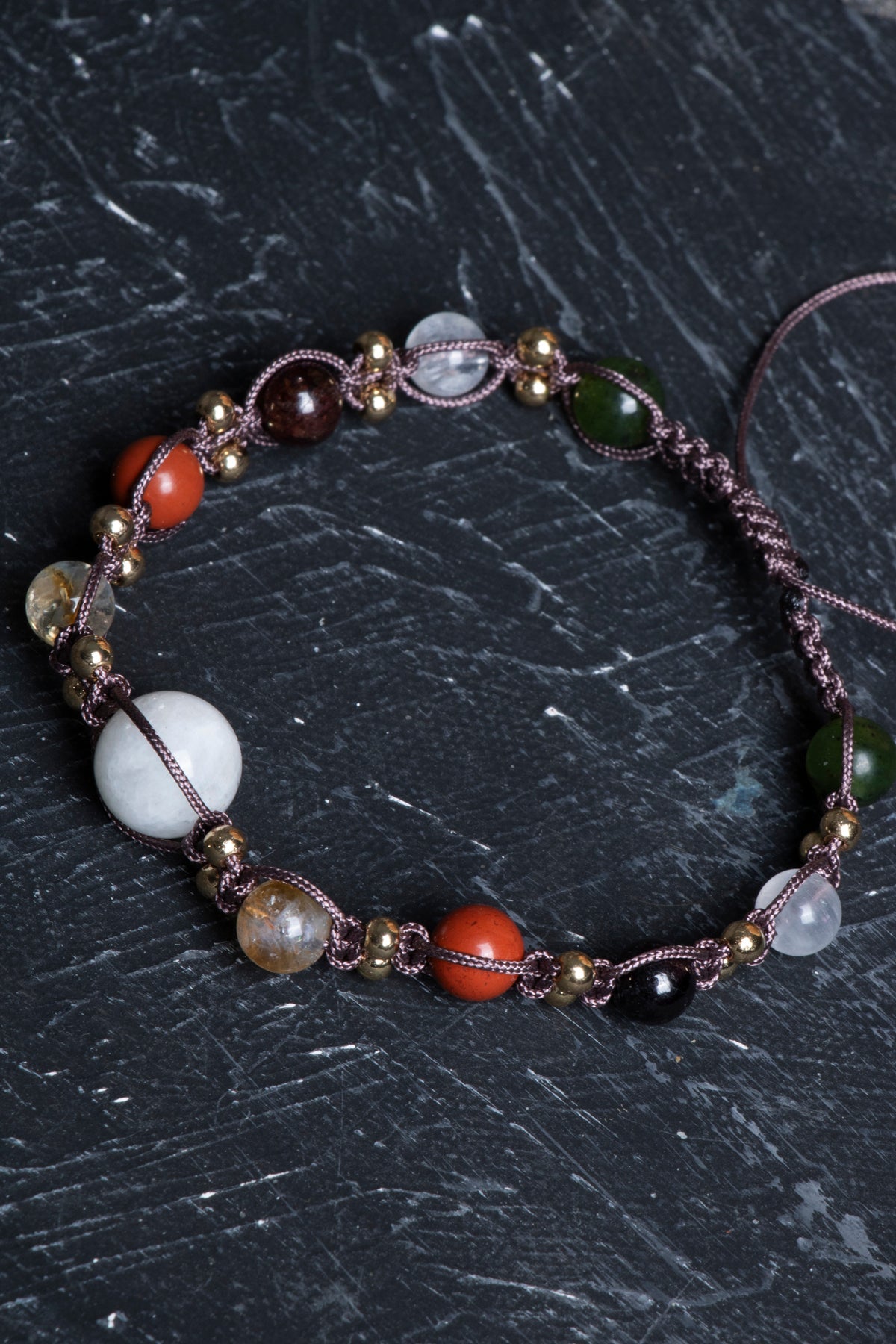 Sertifikalı Doğal Taş Makrome Bileklik-Akrep Burcu