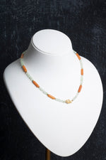 Sertifikalı Akuamarin, Turuncu Aventurin Gümüş Kapama Doğal Taş Kolye