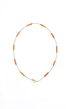 Sertifikalı Akuamarin, Turuncu Aventurin Gümüş Kapama Doğal Taş Kolye