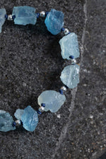 Sertifikalı Akuamarin Naturel Doğal Taş Makrome Bileklik