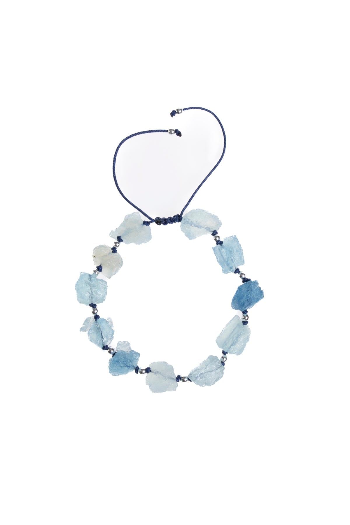 Sertifikalı Akuamarin Naturel Doğal Taş Makrome Bileklik