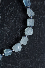 Sertifikalı Akuamarin Naturel Doğal Taş Makrome Kolye