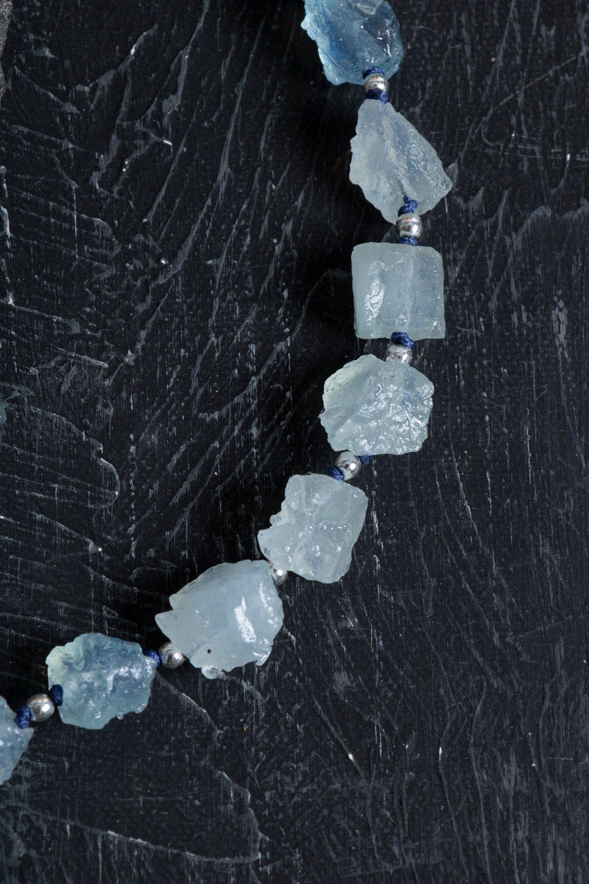 Sertifikalı Akuamarin Naturel Doğal Taş Makrome Kolye