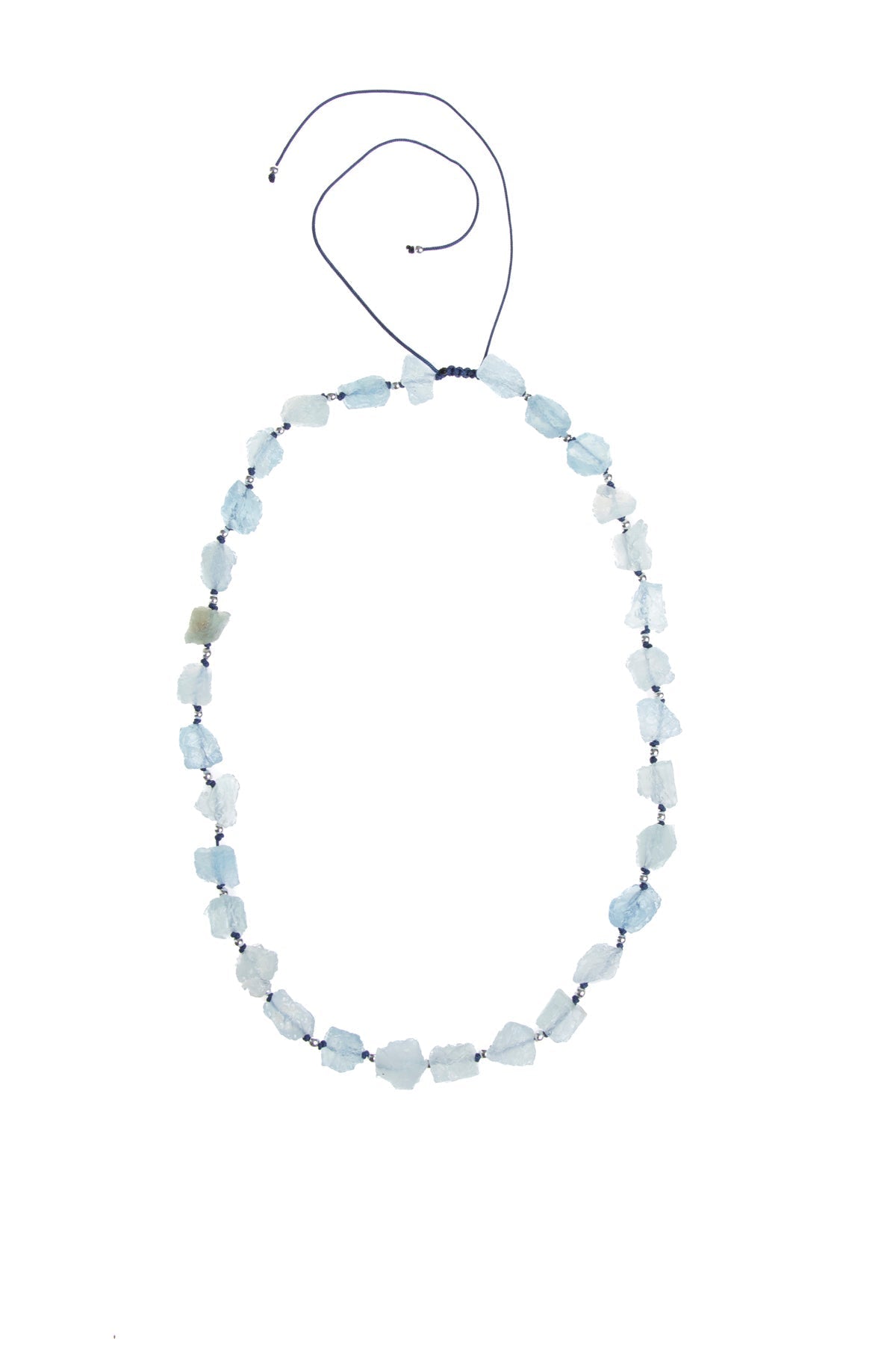 Sertifikalı Akuamarin Naturel Doğal Taş Makrome Kolye