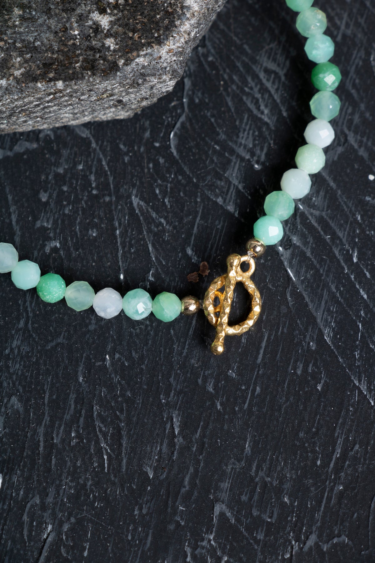 Sertifikalı Amazonit  Fasetli Altın Kaplama Doğal Taş Bileklik