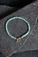 Sertifikalı Amazonit  Fasetli Altın Kaplama Doğal Taş Bileklik