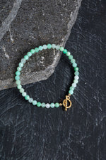 Sertifikalı Amazonit  Fasetli Altın Kaplama Doğal Taş Bileklik