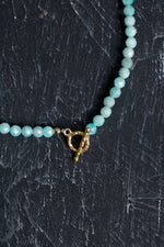 Sertifikalı Amazonit  Fasetli Altın Kaplama Doğal Taş Kolye 