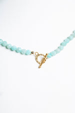 Sertifikalı Amazonit  Fasetli Altın Kaplama Doğal Taş Kolye 