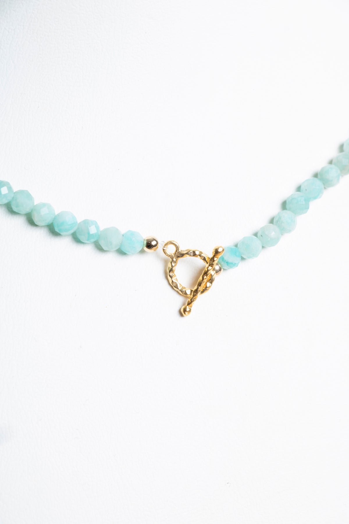 Sertifikalı Amazonit  Fasetli Altın Kaplama Doğal Taş Kolye 