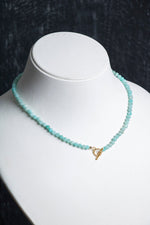 Sertifikalı Amazonit  Fasetli Altın Kaplama Doğal Taş Kolye 