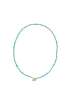 Sertifikalı Amazonit  Fasetli Altın Kaplama Doğal Taş Kolye 